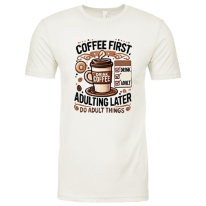 WHITE coffee first T-SHIRT