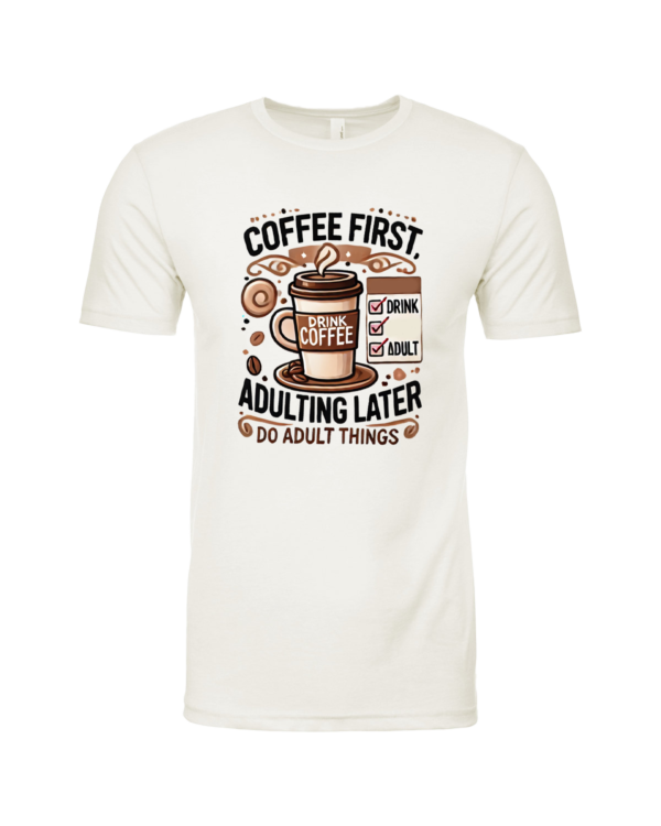 WHITE coffee first T-SHIRT