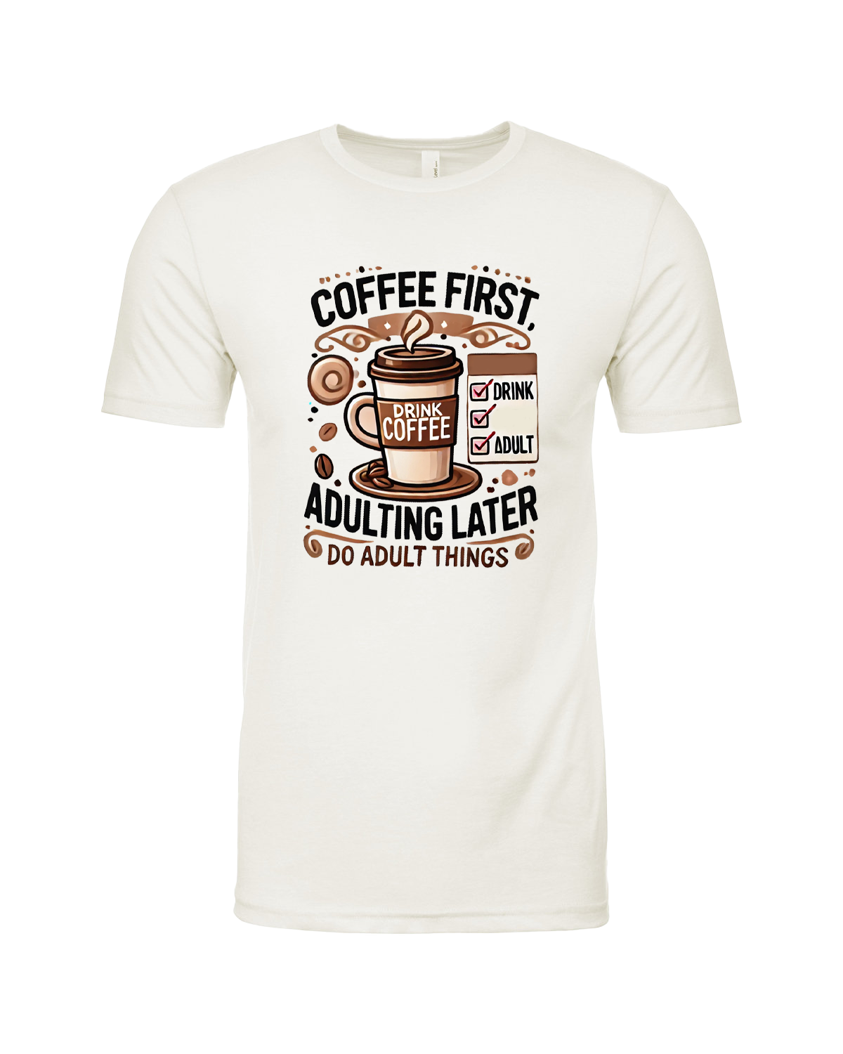 WHITE coffee first T-SHIRT